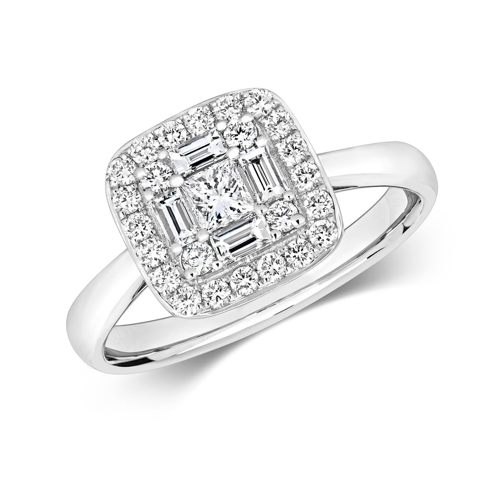 DIAMOND CLUSTER RING IN 18CT WHITE GOLD