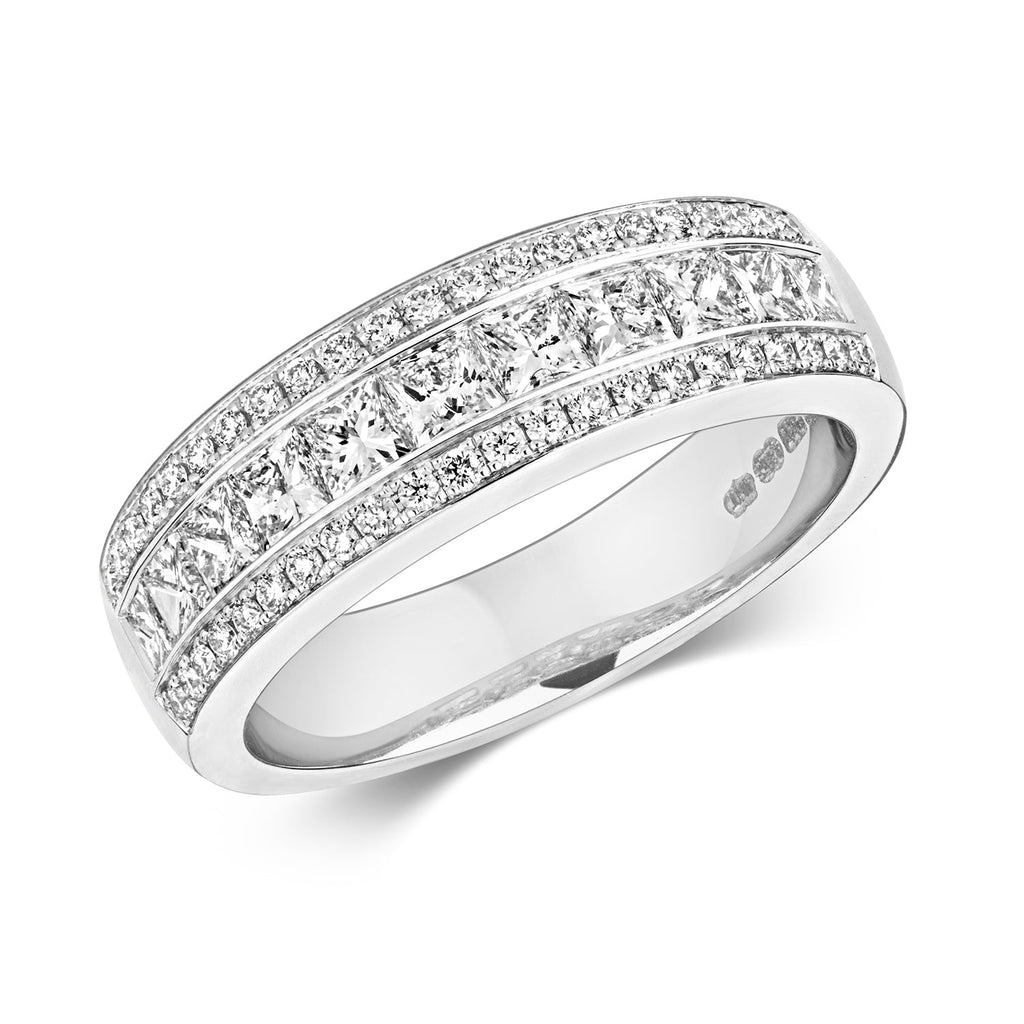 DIAMOND 3 ROW ETERNITY RING IN 18CT WHITE GOLD
