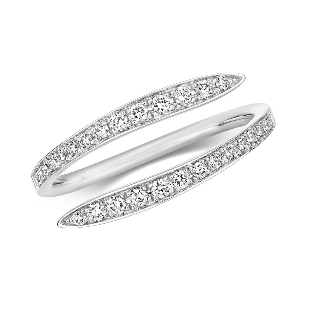 DIAMOND GRAIN SET CROSSOVER RING IN 18CT WHITE GOLD