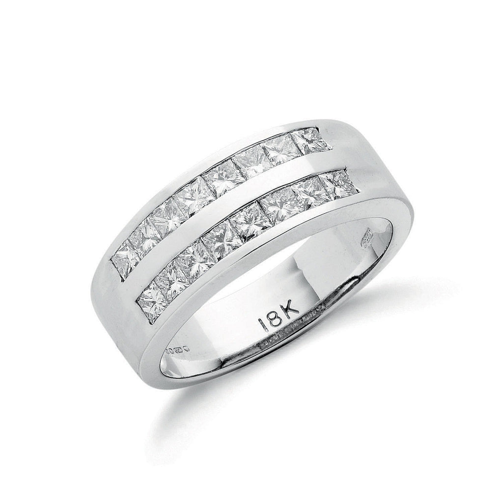 18ct White Gold 1.20ct 2 Row Princess Cut Diamond Eternity Ring