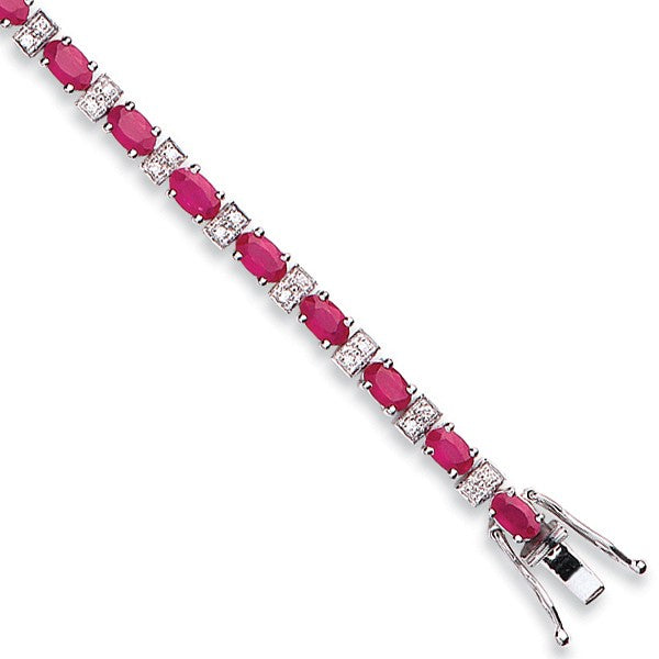 18ct White Gold Diamond & 6.00ct Ruby Bracelet