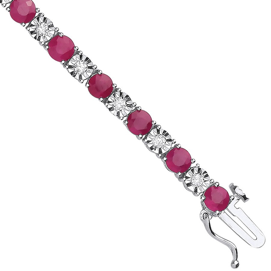 18ct White Gold 0.54ct Diamond & 5.38ct Ruby Bracelet