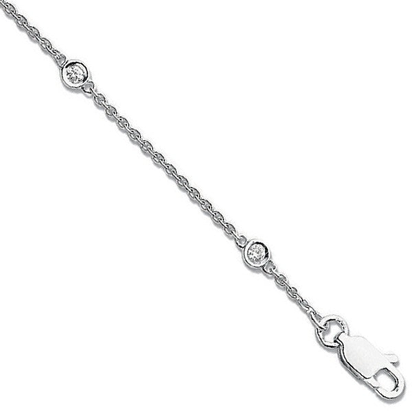 18ct White Gold 0.20ct Diamond by the yard Rubover Bracelet