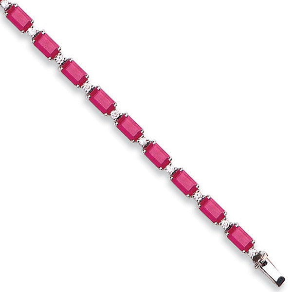 18ct White Gold 0.50ct Diamond & 8.00ct Ruby Bracelet