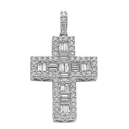 18ct White Gold 1.02ct Brilliant & Baguette Diamond Cross