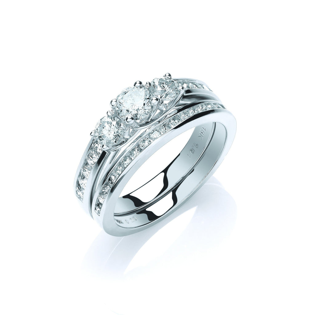 18ct White Gold 1.20ct Trilogy Bridal Set