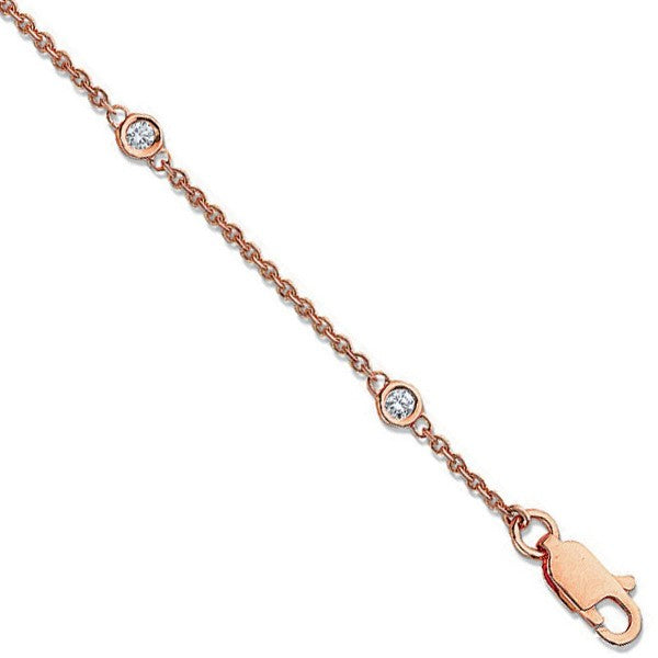 18ct Rose Gold 0.20ct Diamond by the yard Rubover Bracelet