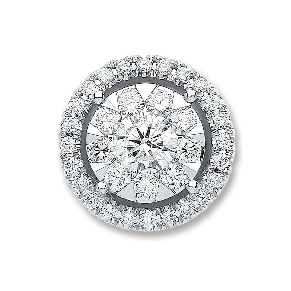 18ct White Gold 0.60ct Diamond Cluster Pendant