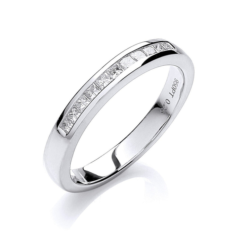 18ct White Gold 0.25ctw Princess cut G/H-Si Diamond Half Eternity Ring