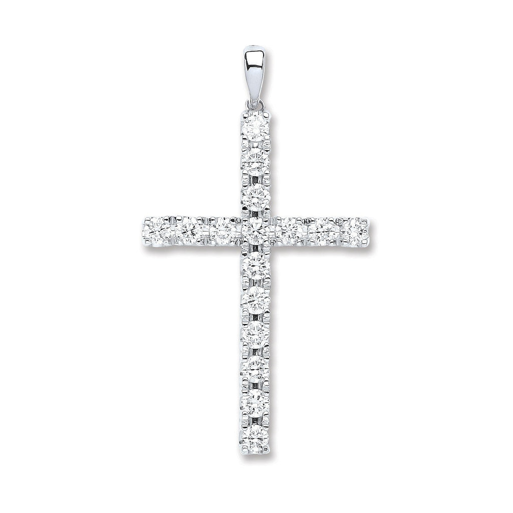 18ct White Gold 1.60ct Diamond Cross Pendant