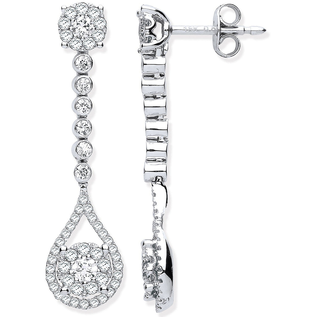 1ct Diamond Earrings 18ct White Gold Long Cocktail dress drop studs