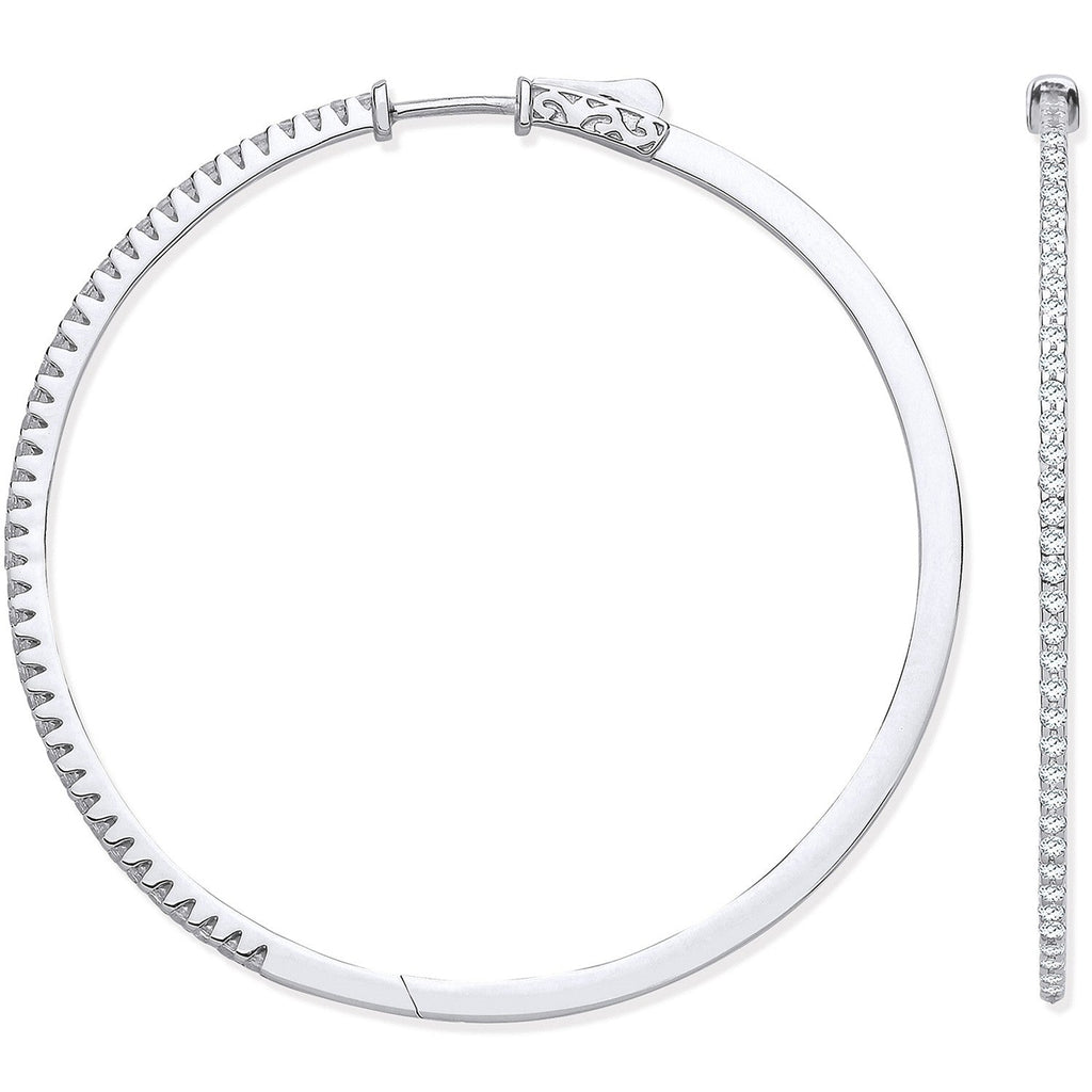 18ct White Gold 1.1ctw Claw Set Hoop Earrings