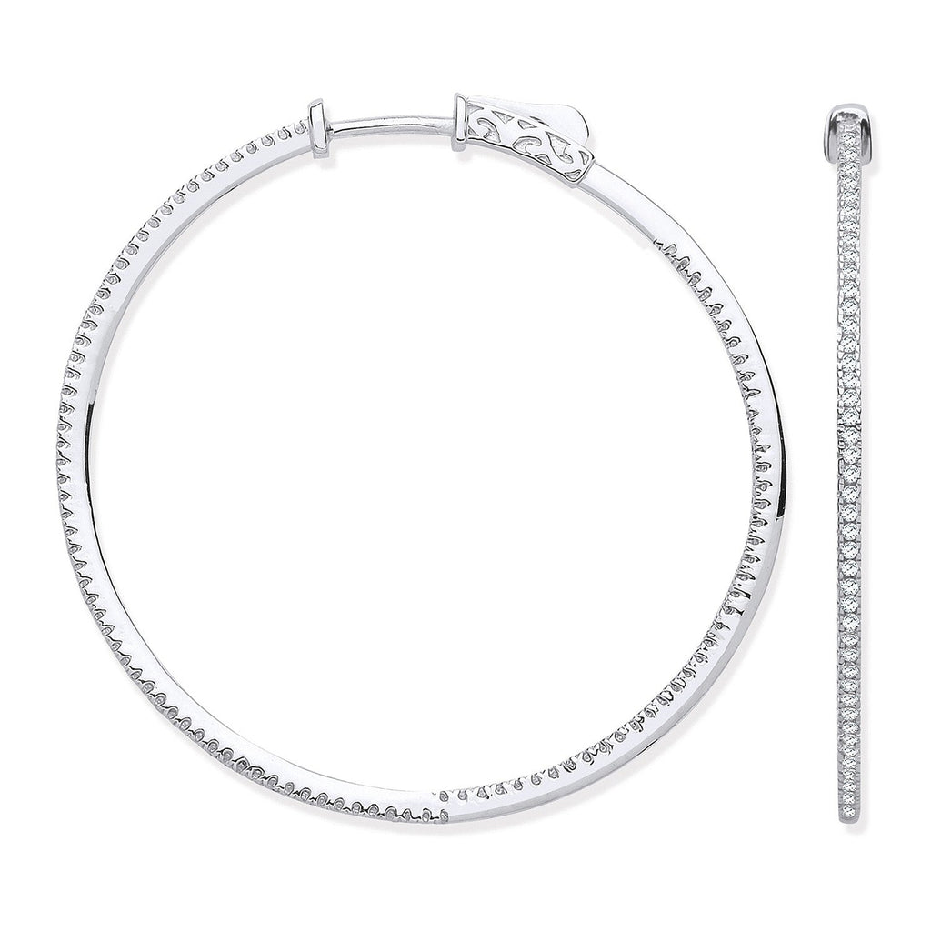 18ct WG Skinny Hoops Set with 0.72ctw Diamonds Inside & Outside