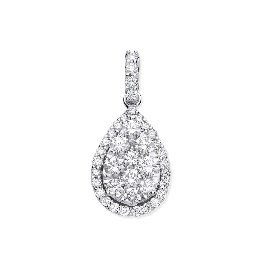 18ct White Gold 1.62ct Pear Shaped Drop Pendant