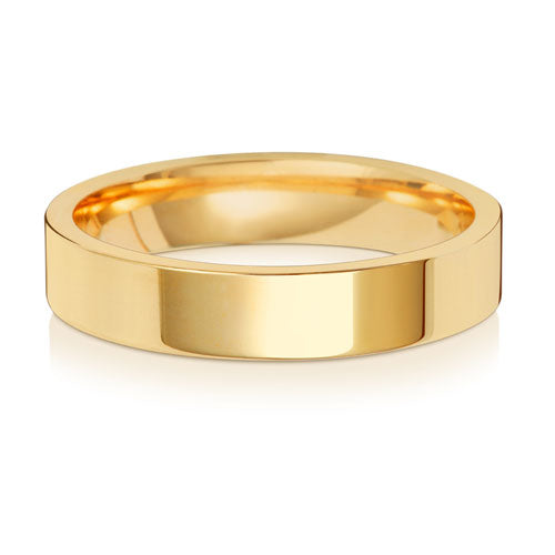 18CT GOLD 4MM FLAT COURT LIGHT WEDDING RING