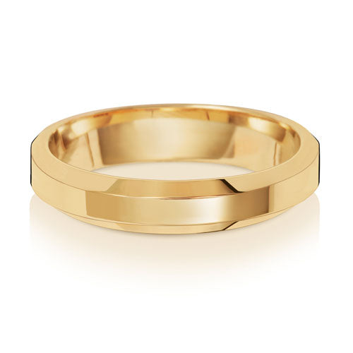 18CT GOLD 4MM BEVELLED MEDIUM WEDDING RING