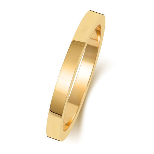 18CT GOLD 2MM FLAT FLAT HEAVY WEDDING RING