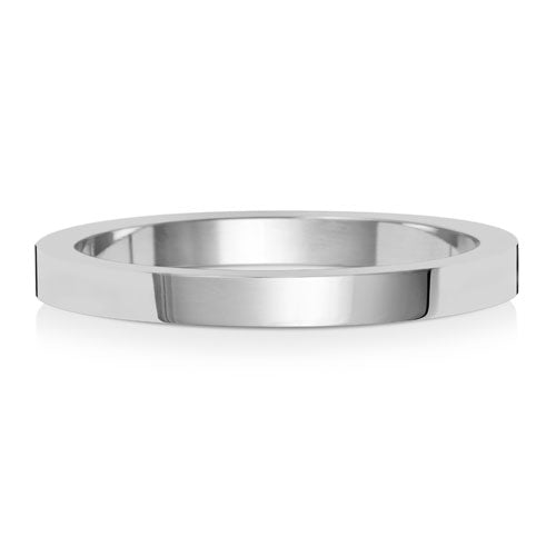 18CT WHITE GOLD 2MM FLAT FLAT MEDIUM WEDDING RING