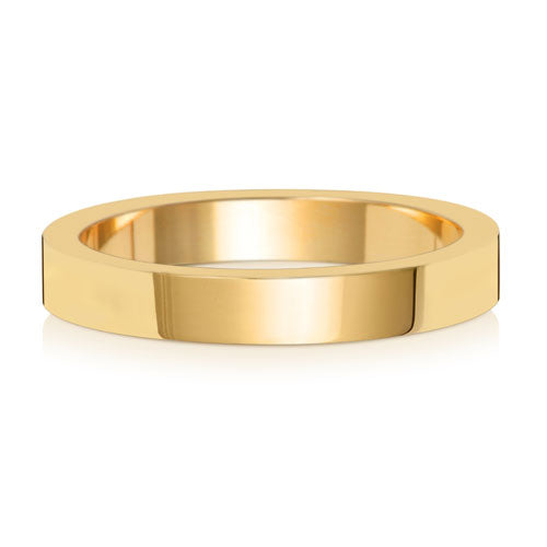 18CT GOLD 3MM FLAT FLAT MEDIUM WEDDING RING
