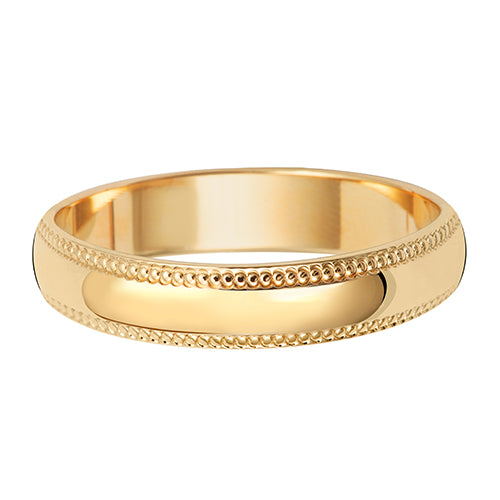 18CT GOLD 4MM MILLGRAIN HEAVY WEDDING RING