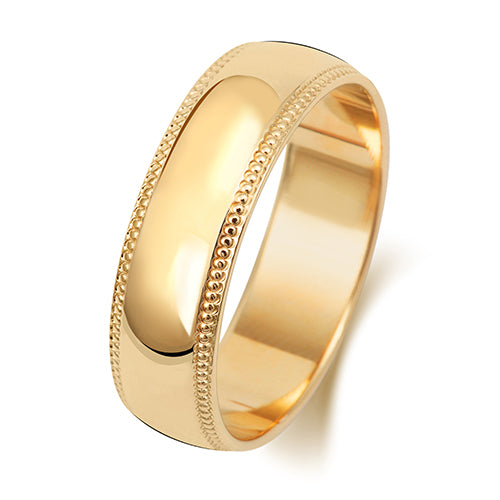 18CT GOLD 6MM MILLGRAIN HEAVY WEDDING RING