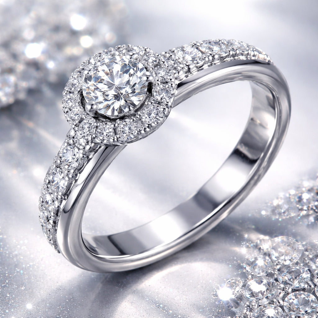 white gold jewelry composition and shine