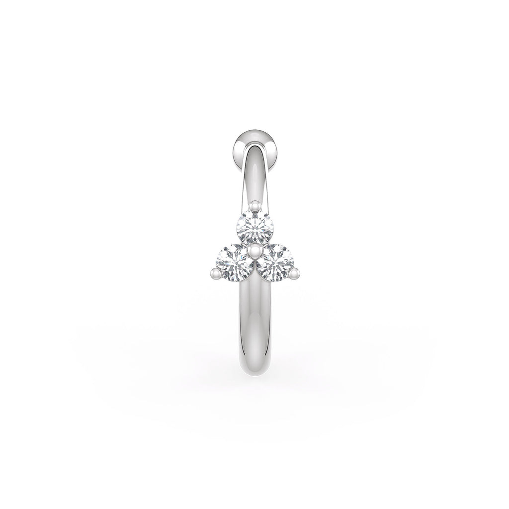 White gold earring with two clear
gemstones