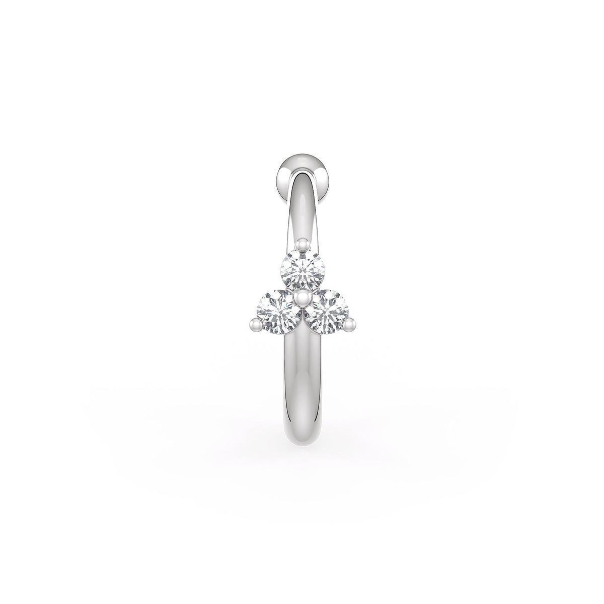 White gold earring with two clear
gemstones