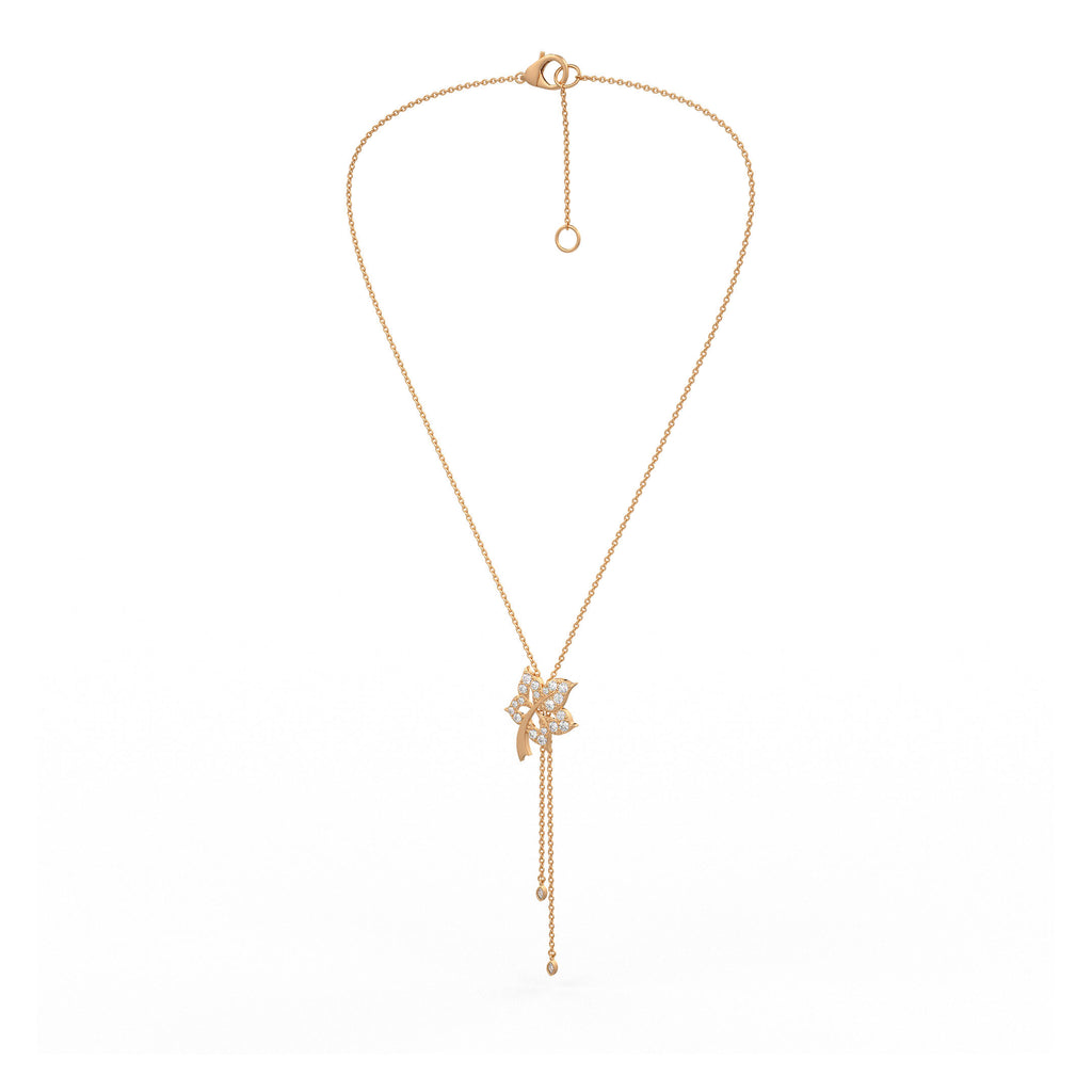 Time Capsule Diamond Flower Lariat Necklace in 18K Rose Gold