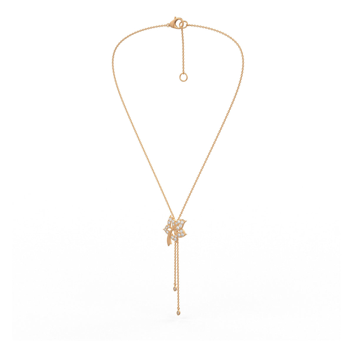 Time Capsule Diamond Flower Lariat Necklace in 18K Rose Gold