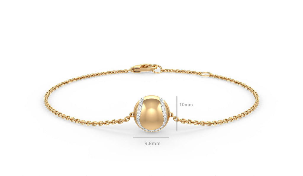 Gold bracelet with a spherical design on a white background
