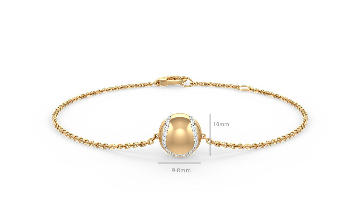 Gold bracelet with a spherical design on a white background