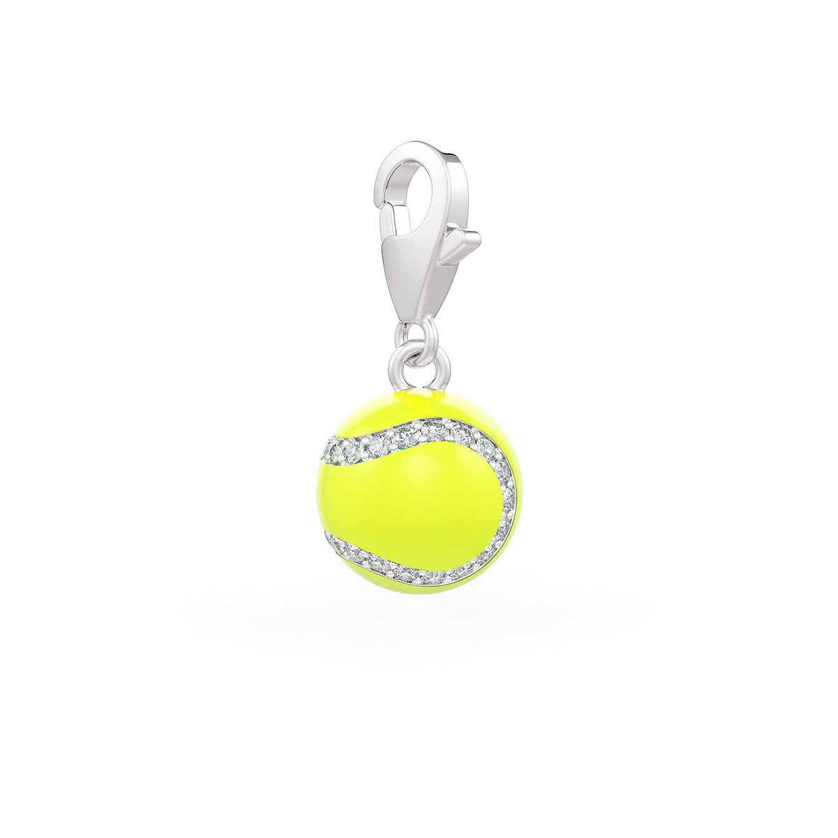 Diamond Tennis Ball Charm 0.25ct in White Gold Enamel
