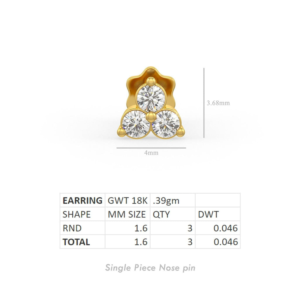 Trilogy Diamant-Nasenstecker aus 18-karätigem Gelbgold