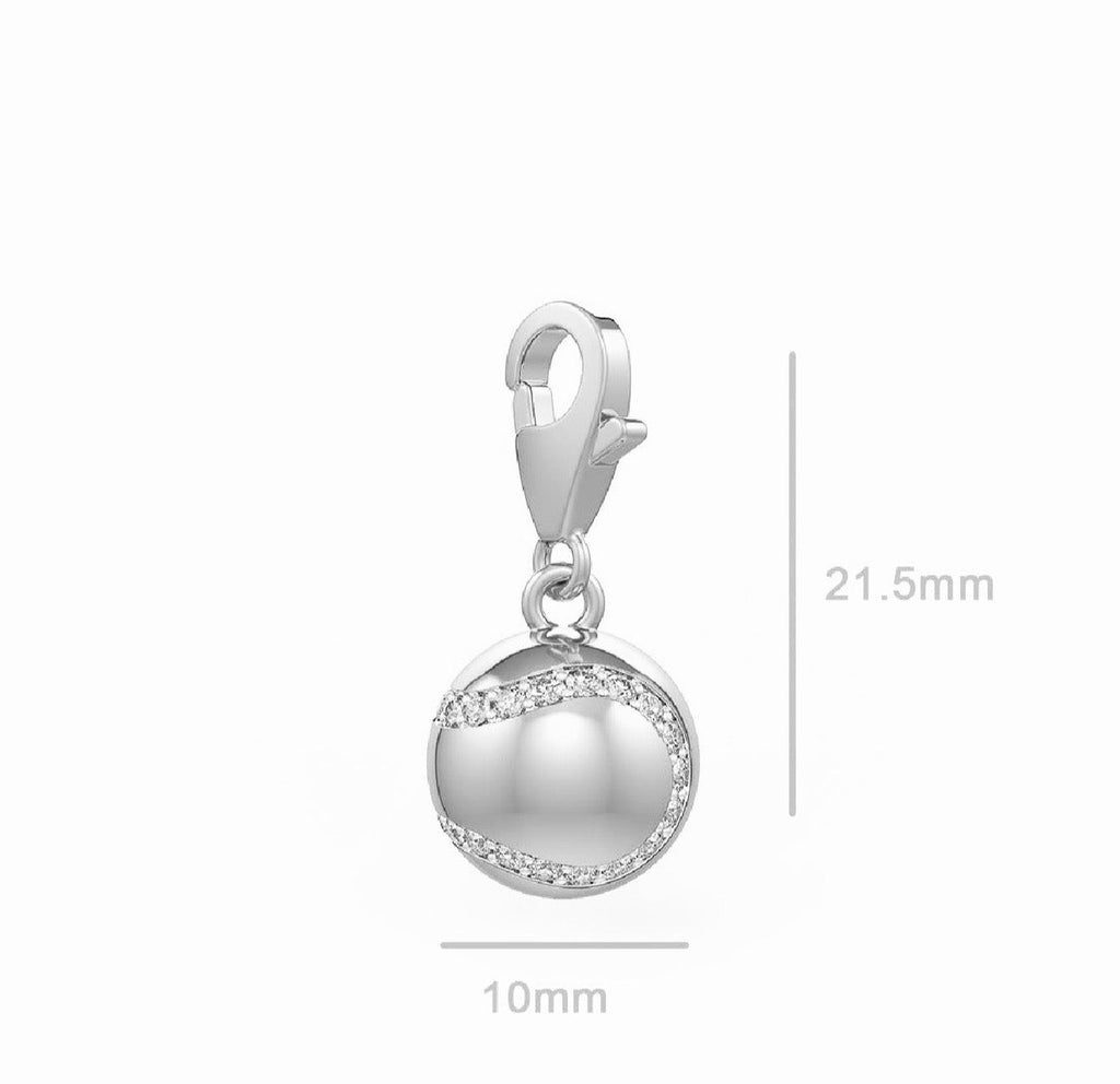 Diamond Tennis Ball Charm 0.25ct in White Gold