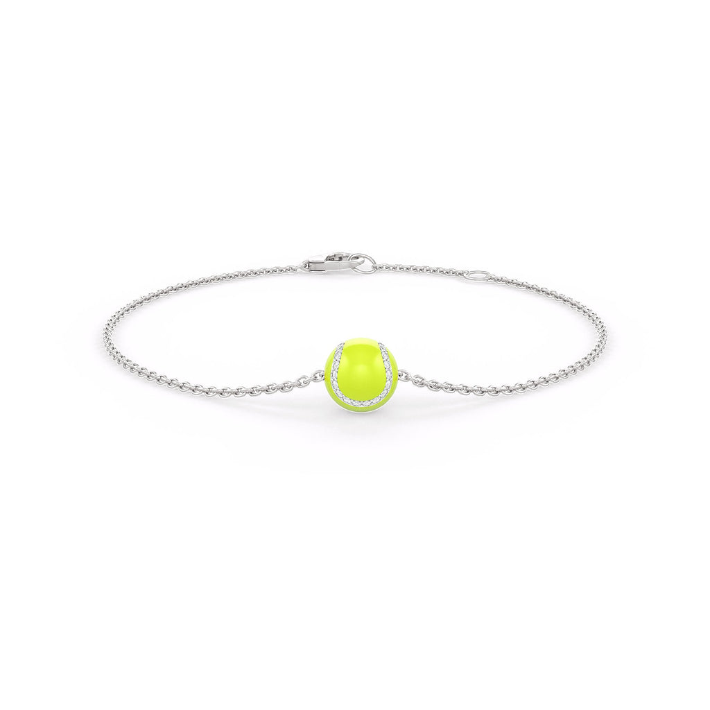 Bracelet with a yellow ball charm on a white background