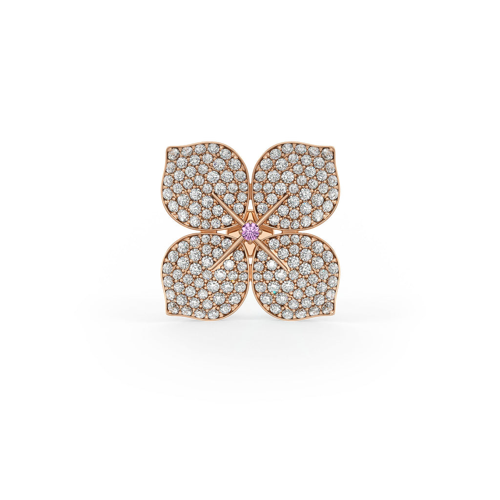 Timeless hydrangea earring in 18ct rose gold