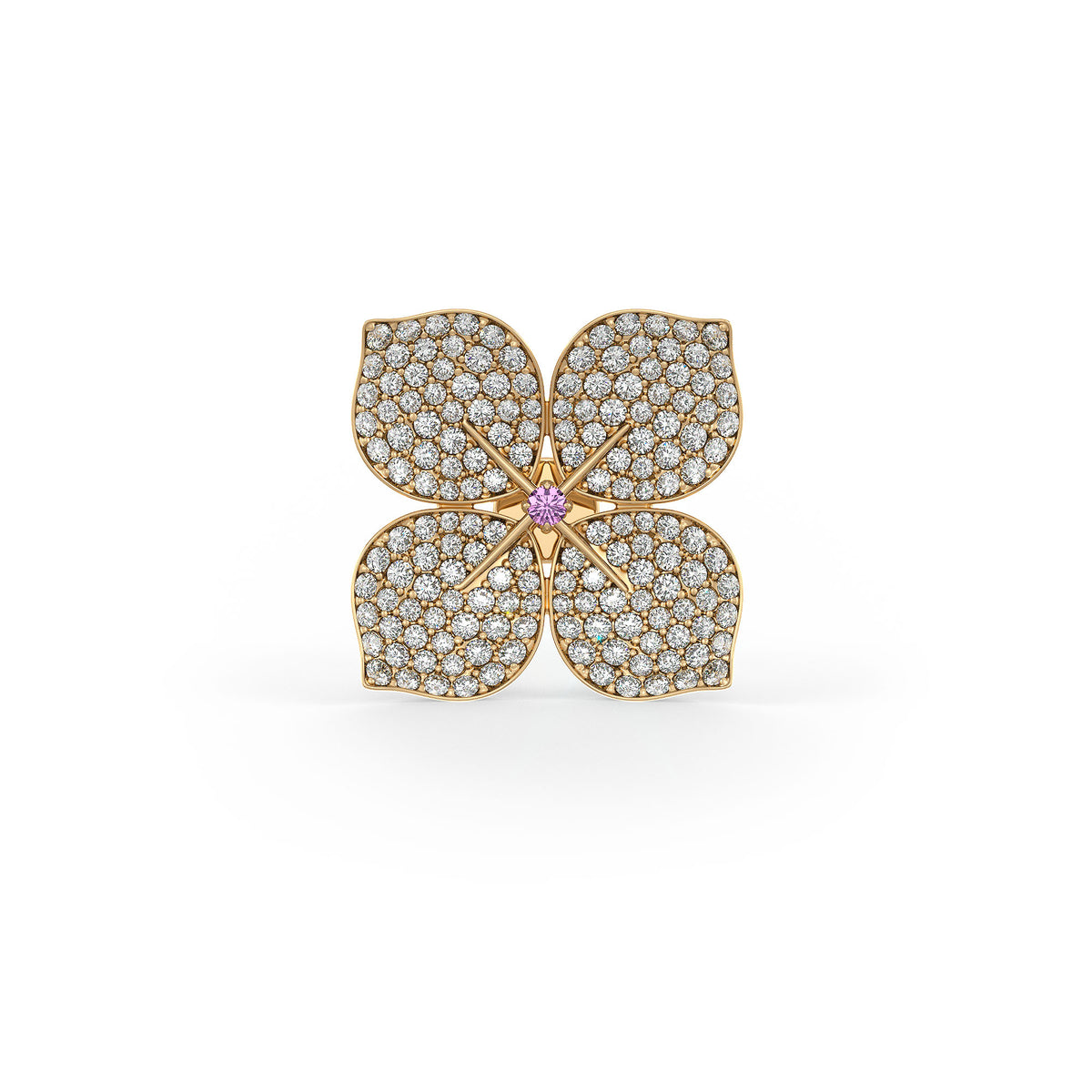 Hydrangea Diamond Earrings Yellow Gold 1.60ct