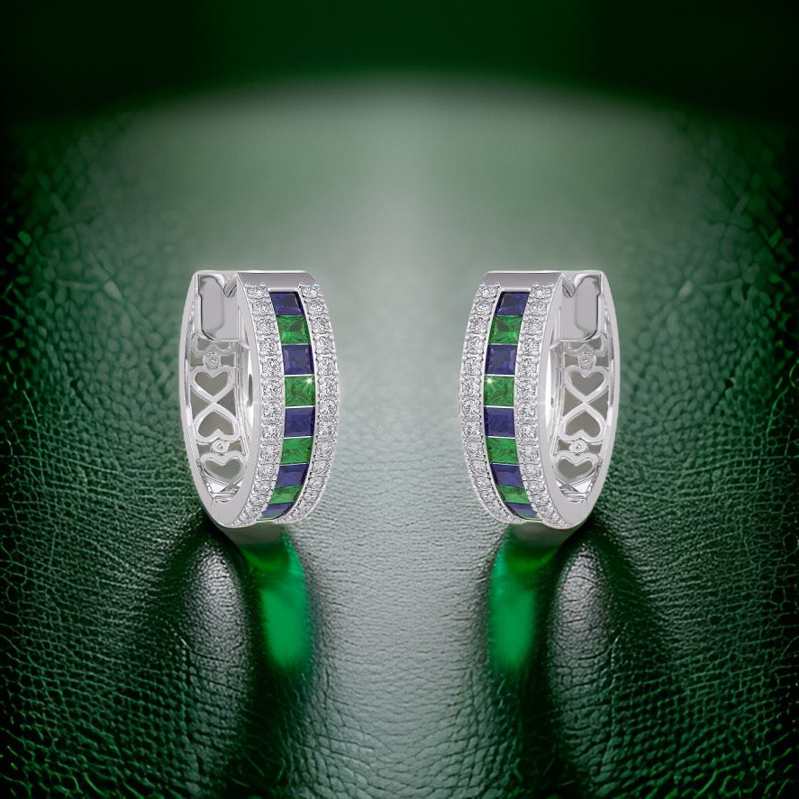 Stunning sapphire diamond hoops