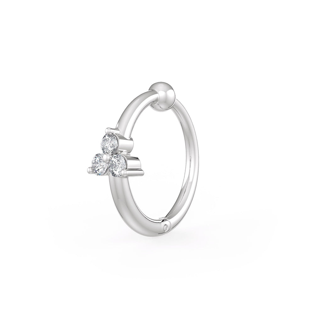 Elegant trilogy diamond nose hoop