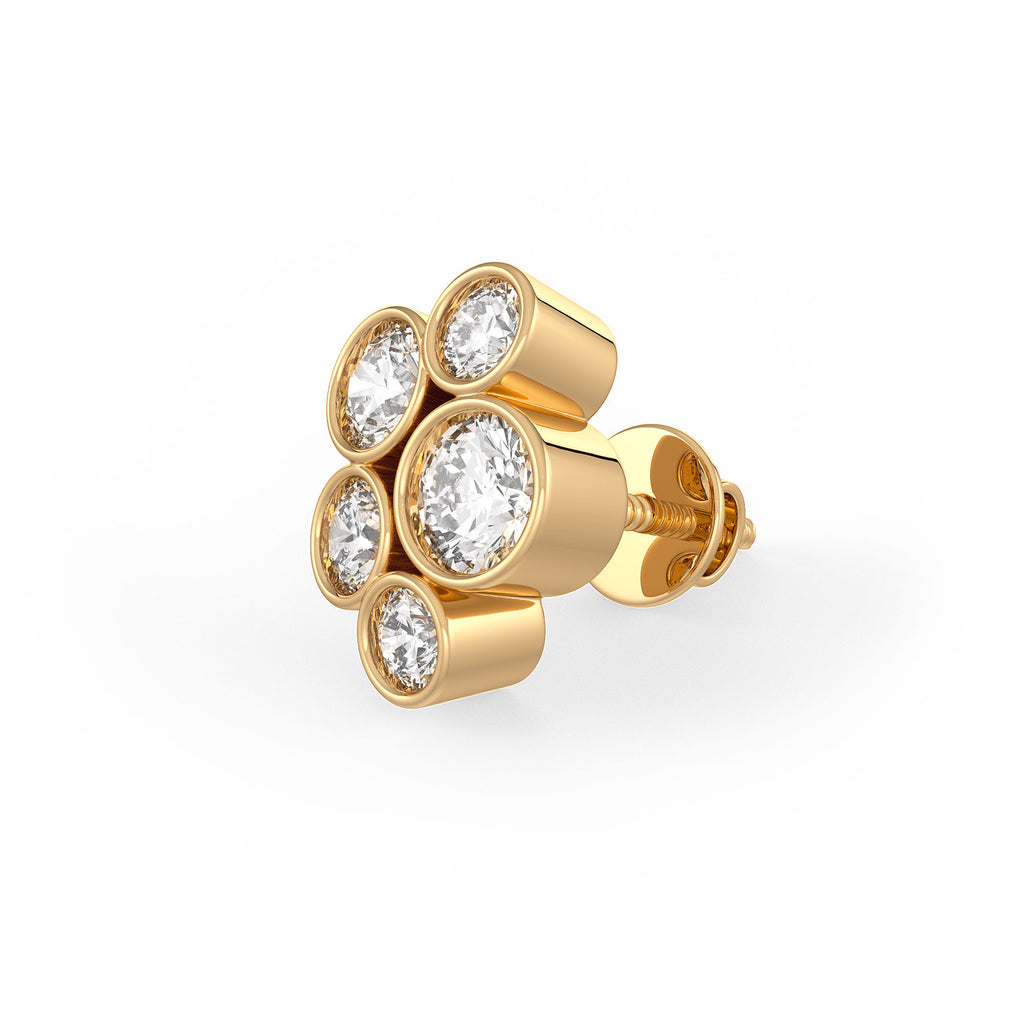 Boucles d'oreilles en or jaune avec diamant bulle de 1 carat