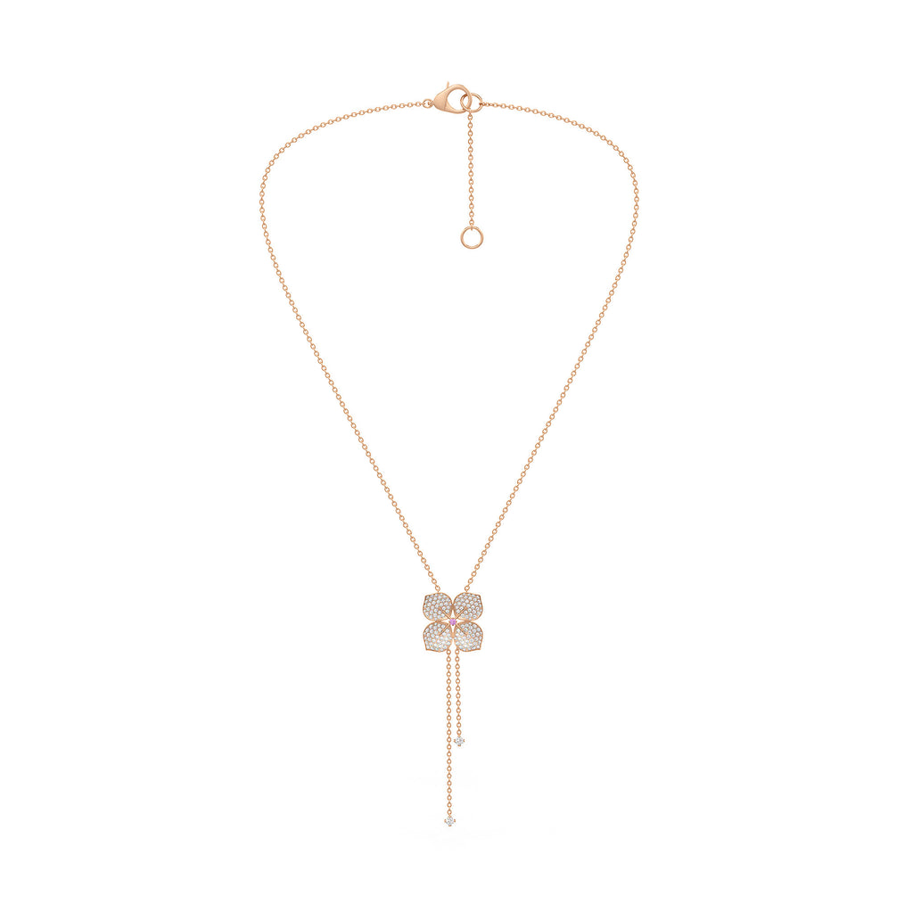 Diamond Necklace Hydrangea Flower 1.80ct 18ct Rose Gold
