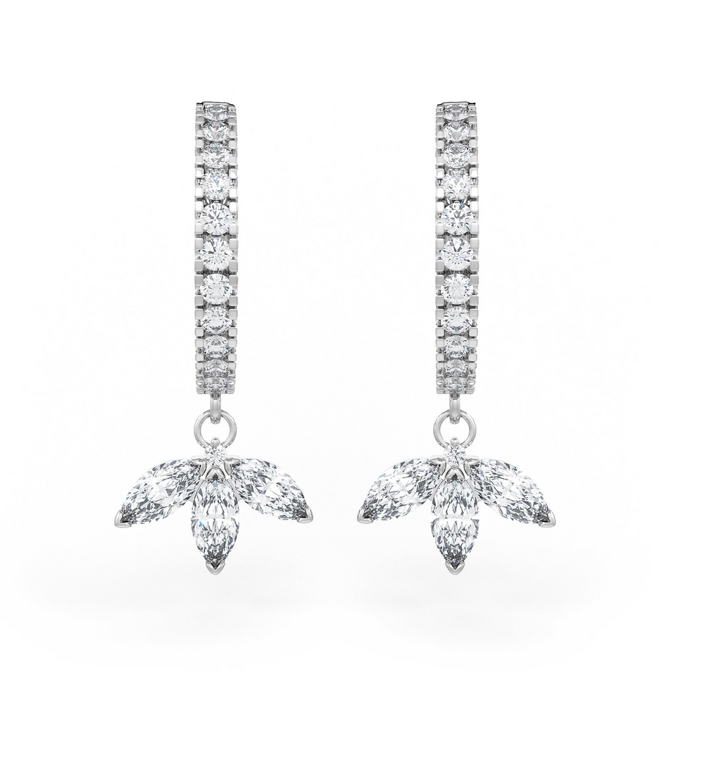 Sparkling near 1ct diamond lotus hoop earrings