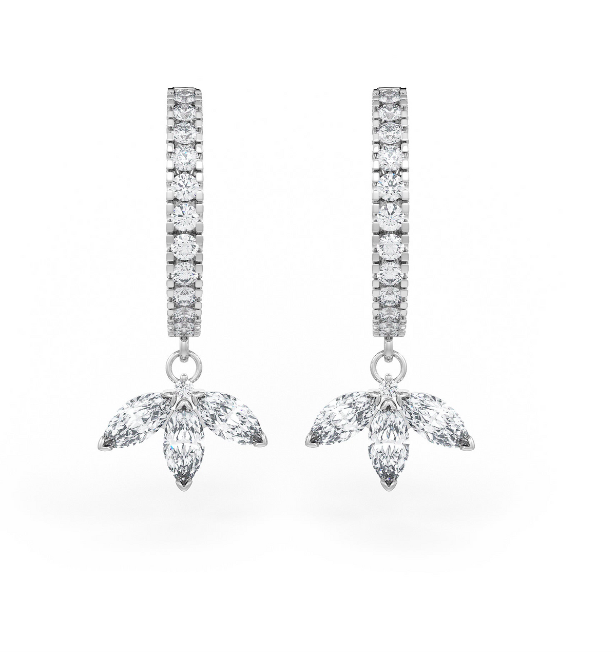 Sparkling near 1ct diamond lotus hoop earrings