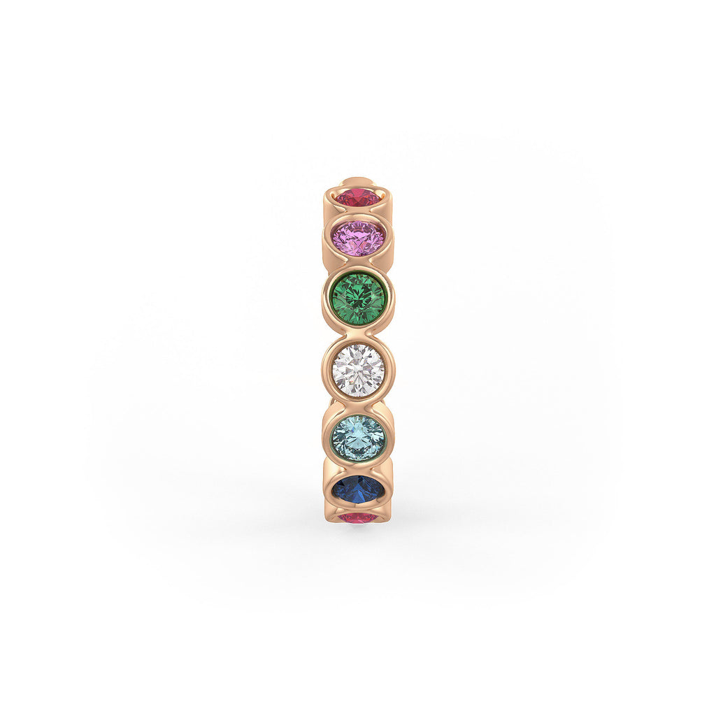 Sapphire and Diamond Hoop Earrings Rose Gold