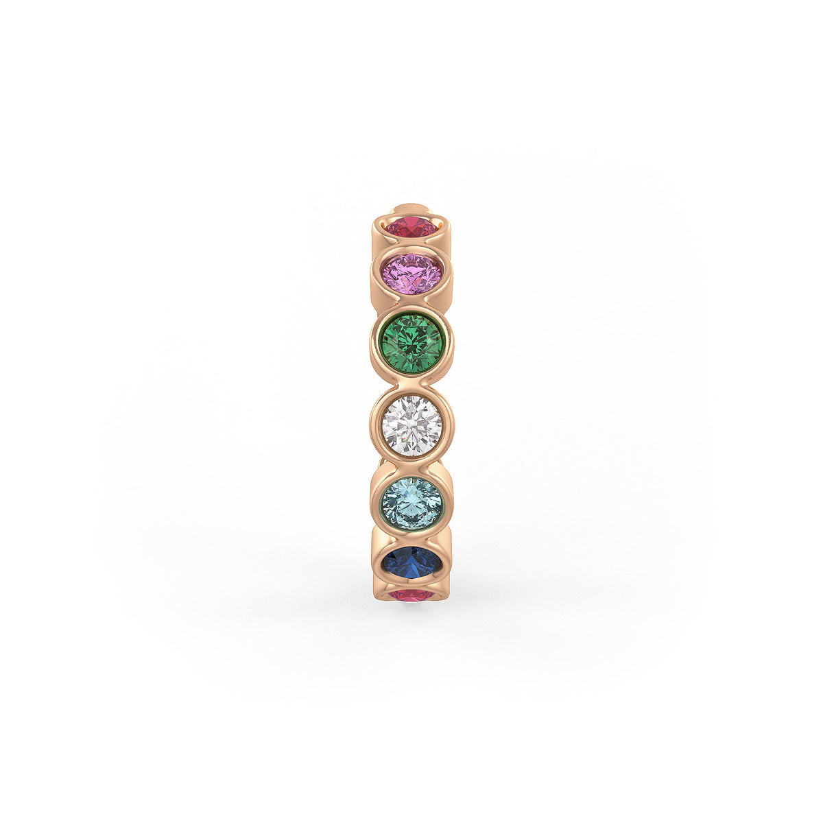Sapphire and Diamond Hoop Earrings Rose Gold