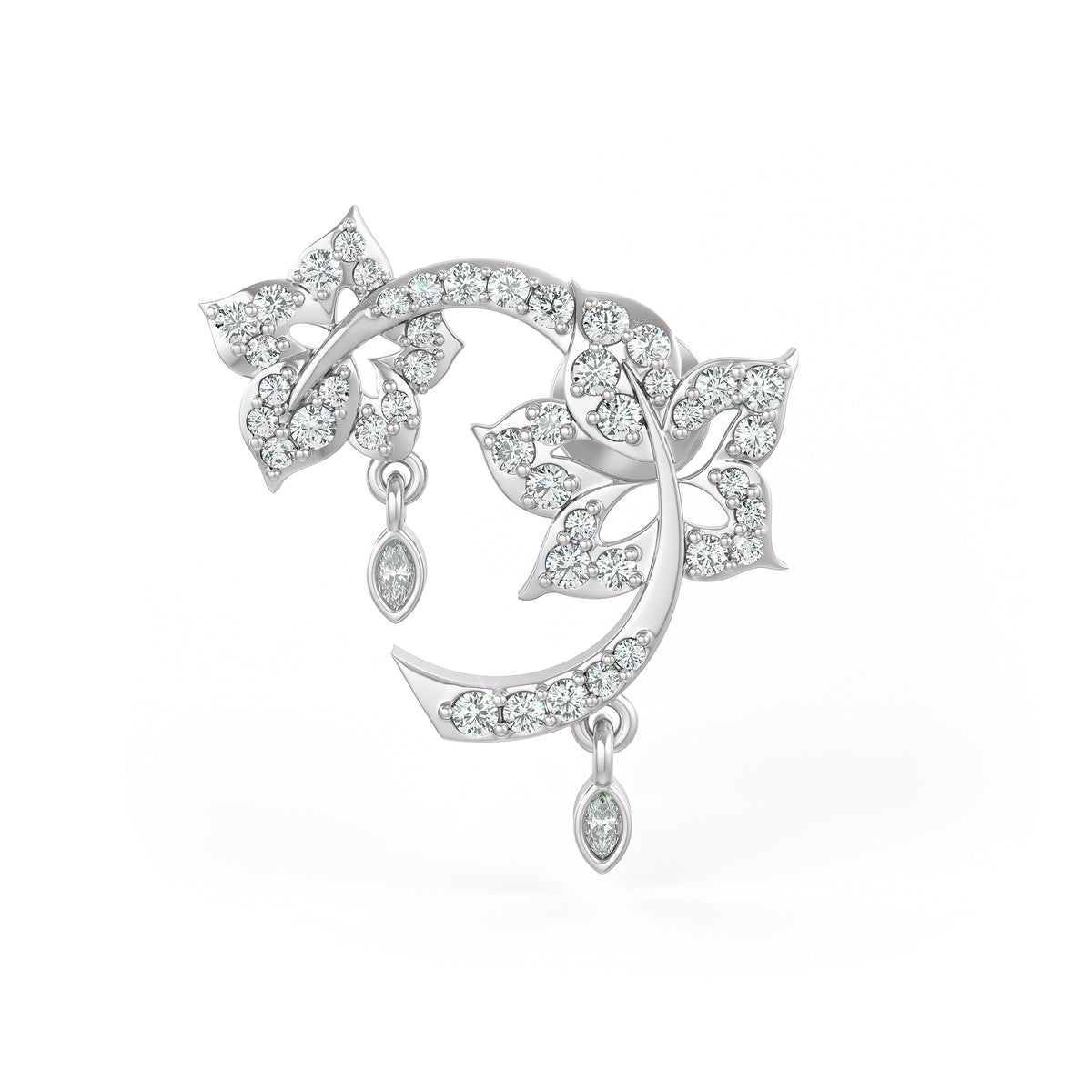 Boucles d'oreilles puces en forme de fleur serties de diamants de 0,52 ct