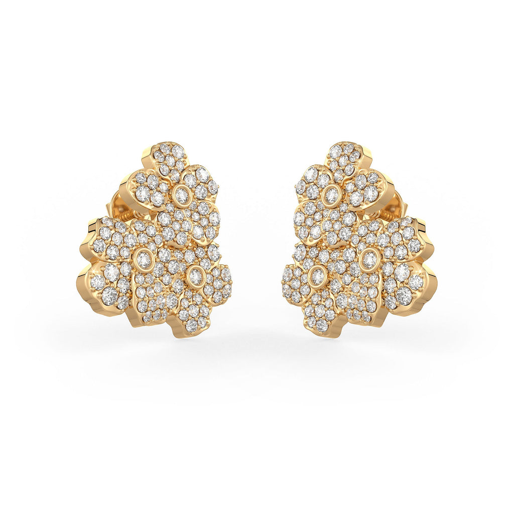 Cervin Blanc 18ct Yellow Gold Diamond Earrings 1.30ct Forget Me Not Flower Studs