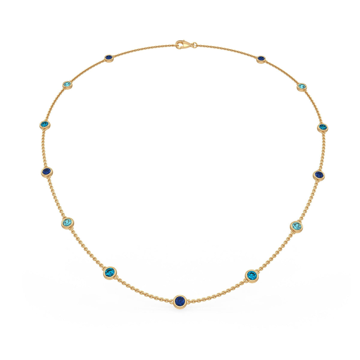 18ct yellow gold blue gemstone necklace