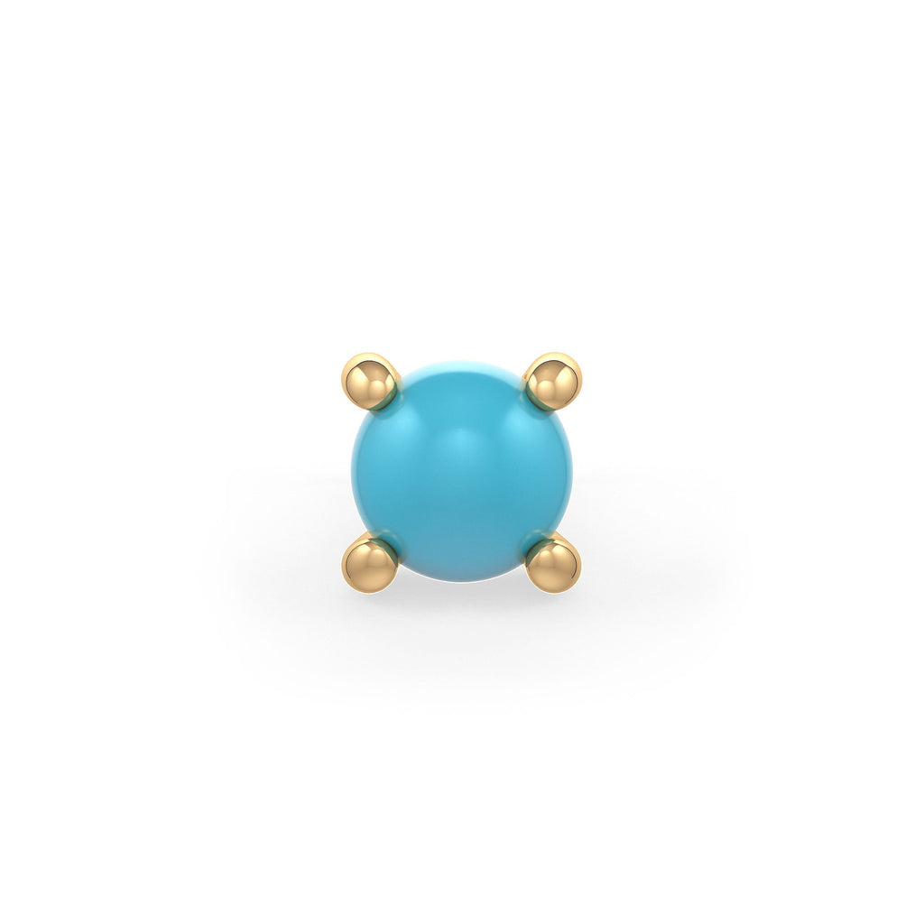 Dainty 18ct gold turquoise nose stud